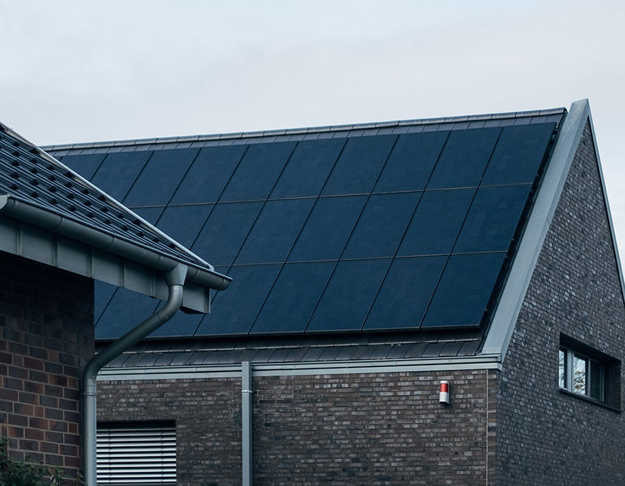 solar panels on roof